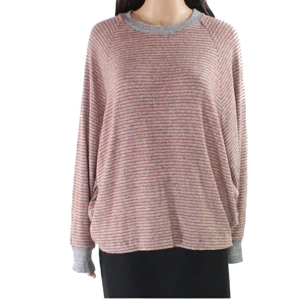 COA Knit Top Womens Small S Gray Striped Crewneck